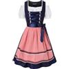 SCARLET DARKNESS Abito tradizionale bavarese Dirndl da donna, 3 pezzi, vestito scozzese per feste della birra tradizionale