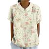 DASAYO Top carino per le donne Peter Pan collare Camicie di lino a maniche corte Plus Size Camicette floreali eleganti vestiti estivi casual