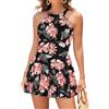 SHEKINI Costumi da Bagno Donna Un Pezzo con Gonna Ruched Skirted Dimagrante Costume Intero Controllo Addominale Swimwear Sport Bikini da Spiaggia