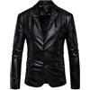JEShifangjiusu Giacca blazer da uomo in finta pelle, design classico con due bottoni, giacca versatile slim fit giacche stile business