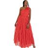 Anaya with Love Maxi Dress Ladies One Shoulder Sleeveless Tiered Ruffle Waterfall A-Line Bridesmaid Wedding Guest Prom Ball Gown Donna