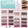 GEMERRY 4x 600PCS Ciglia Finte Ciuffetti Kit 30D-100D Extension Ciglia | 4x Cluster Lashes Kit con Bond and Seal Pinzette DIY Lash Extension a Casa per i Principianti Adatto a Una Varietà di Stili
