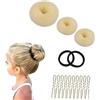Kjzeex Set di 3 ciambelle per capelli, con 2 fasce elastiche, 10 fermagli per capelli, a forma di U, per bambini, ragazze, donne (beige)