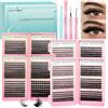 GEMERRY 4x 600PCS Ciglia Finte Ciuffetti Kit Extension Ciglia | 2x 30D-100D+ 2x60D-200D Cluster Lashes Kit con Bond and Seal Pinzette DIY Lash Extension a Casa per i Principianti