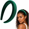 Traziewell Fascia per capelli verde da donna in spugna gonfia spessa leggermente imbottita in velluto per feste formali Boho Vintage Evening Fancy fascia Alice Band H60151