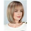 Webshaiy Parrucca Donna Breve Dritto Ready To Go Parrucca Caschetto Strati Senza Colla con Frangia for donne over 40 Copre i Capelli Bianchi, Parrucche Sintetica Riflessi biondo cenere chiaro