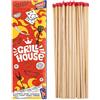 SICIGNANO CASALINGHI Sicignano | Set di 40 Fiammiferi da 20 cm in Legno di Alta Qualità - Ideali per Barbecue, Camino e Grigliate - Accensione Facile e Sicura, Pratico Contenitore con Design Colorato Grill House