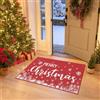 CAROMIO Zerbino natalizio con motivo fiocco di neve rosso per decorazione della casa, zerbino interno ed esterno 50 x 80 cm
