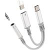 HOYULLI Adattatore per cuffie da USB C a 3,5 mm (2 in 1) per Apple per iPhone 16 15 Pro Max, compatibile con Samsung S25 S24 DAC AUX Audio per iPad di tipo C, caricabatterie, cavo convertitore per auricolari
