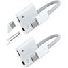 Kefiany Adattatore per cuffie da 3,5 mm (confezione da 2) da USB C a AUX jack audio per iPhone 16 15 Pro, cavo di ricarica per Apple tipo C, compatibile con Samsung per iPad, porta stereo Android, accessori