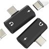 HOYULLI Doppio splitter di ricarica per cuffie USB C (confezione da 2) per Apple tipo C, adattatore jack audio per iPhone 16, 15 Pro Max, per iPad, Android, connettore DAC per auto, convertitore AUX