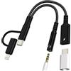 Aksenli Adattatore audio da USB C Lightning a 3,5 mm per cuffie (12,9 cm²) per iPhone 17 16 15 14 Pro Max Aux Jack Cavo per Apple Splitter Dongle Caricabatterie Cavo di ricarica per iPad Compatibile per