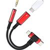 HOYULLI Adattatore Lightning da USB C a jack per cuffie da 3,5 mm (2 in 1) per iPhone 16 15 14 13 per Apple AUX audio caricabatterie cavo splitter connettore tipo C compatibile per Samsung per iPad Android