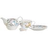 DKD Home Decor Set di teiera del marchio, blu, bianco e giallo, in porcellana (13,5 x 16,5 x 14 cm) (3 pezzi)