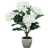 DRW Pianta artificiale di ortensia in PE e PVC, verde e bianco, 42 x 36 x 55 cm