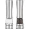 Cole & Mason Derwent - Set macinasale e macinapepe elettrico, in acciaio | Macinino elettrico per pepe e sale con macinino in ceramica regolabile, Precision+, selezione del grado di macinazione