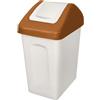 BranQ Home Essential - Pattumiera da 10 l, con coperchio basculante, colore: bianco rotto con accenti marroni, universale, in plastica PP senza BPA, bianco/marrone, 18,6 x 26,6 x 37,5 cm (lunghezza x