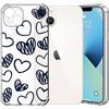 Choeeu ChoosEU Trasparente Cover per iPhone 13 con Fiori, Cuore | Sottile TPU Silicone Trasparente Custodia, Disegni Colorate Fiore Fiori Motivo, per Ragazza, Antiurto Protettiva Morbido Case