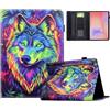 AsWant Cover Custodia per Samsung Galaxy Tab S10 Lite / S10 FE / S9 FE 10,9 Pollici con Funzione di Stand Pelle PU Custodia (Lupo Colorato)