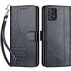 SIENIANLINE Cover per Samsung Galaxy A53 5G custodia portafoglio Nero | 3 scomparti carte, 1 tasca banconote, Chiusura magnetica, Supporto, Pelle PU flip cover per Samsung A53 5G