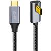 cablecc 10 Gbps da 100w Dati reversibili Tipo-C Maschio USB-C con USB3.1 Profilo inclinata a basso cavo 90 gradi per telefono cellulare 100 cm