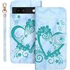 Auslbin Flip Cover per Google Pixel 7A 6.1, Copertura mobile in pelle PU Love con braccialetto per Google Pixel 7A 5G, Verde