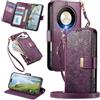 FANFO Portafoglio Custodia per Honor Magic 6 Lite / Magic6 Lite / X9b, Scomparto con cerniera Pelle Flip Cover per Telefono, Borse a tracolla Multifunzione Porta Custodia. Purple