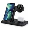 Generico Caricatore Wireless 3 in 1, Stazione di Ricarica Rapida per Smartphone, Smartwatch e Auricolari Wireless, Base Multipla Compatibile con iPhone 12/13/14/15/16/17 e Dispositivi Qi (Nero)