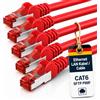 1aTTack.de Cat6 SFTP Cavo di rete 5x 5m RJ45 LAN Ethernet rosso | Cat6 S/FTP PIMF, doppia schermatura, 250 MHz, senza alogeni, fino a 1 Gbit/s; RJ45 per router, switch, modem, PC e pannello