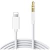 Unnderwiss cavo Aux per iPhone [Certificato MFi], Cavo Lightning Jack, Cavo auto Audio Jack da 3,5 mm ausiliario adattatore cuffie compatibile con iPhone 14/13/12/11/XS/XR/8/7,Bianco, 1M