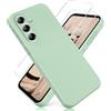 YiKaDa - Cover per Samsung Galaxy A57 5G & [2 Pack] Pellicola Protettiva in Vetro Temperato, Custodia Liquid Silicone Leggero - Menta Verde