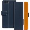 UOGNADGD Custodia in pelle a righe per Honor View 10 - Blu | 5.99 Custodia portafoglio flip con blocchi di colore, chiusura magnetica, supporto e portacarte
