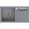 empiria SINK QUALITY SINK QUALITY Lavello Cucina in Granito Grigio con Gocciolatoio 77x43 cm - Lavandino ad Incasso per Mobile da 45 cm - Incluso Sifone e Impregnante, Grigio
