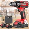 MHPRO Trapano Avvitatore a Batteria 21 V, 42 Nm, con 2 Batterie da 2,0 Ah | 18+1 livelli di coppia, 2 velocità, luce LED, 14 accessori e valigetta per forare e avvitare legno, metallo e plastica