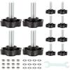 XZLUPUP 12 Pezzi Manopola a Stella M8 x 20mm Vite Serraggio Dadi Kit | Manopole stella filettate M8, dadi rondelle in acciaio, serraggio manuale, maschere falegnameria