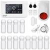 HUXGO, HXA006, Sistema di allarme wireless con 12 sensori di movimento + sirena wireless aggiuntiva, Due moduli: WiFi + GSM, applicazione TUYA Smart, controllo del telefono, SMS, lingua italiana