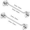 txuzong 2 ganci antitempesta, 300 mm, in acciaio inox, gancio per porta, gancio per porta, gancio per porta, gancio con viti, gancio per porta del garage, finestra, porta del fienile (argento)