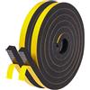 GUKOY Nastro paraspifferi per porte e finestre, autoadesivo, in schiuma, striscia isolante, tipo I, 12 mm x 12 mm, 2 rotoli per un totale di 4 m, nero