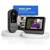 Winnes Videocitofono con fotocamera, videocitofono con monitor da 4,3 pollici, 1080P HD, senza Wi-Fi, senza app, senza ABO, audio a 2 vie, impermeabile IP65, campanello senza fili per casa e