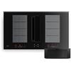 Klarstein ChefFusion - Piano cottura a induzione con cappa aspirante, 90 cm, 4 zone, 7200 W, 504,3 m³/ora, zone flex, ricircolo & scarico
