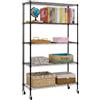 KARAT Maya - Scaffale stretto su ruote in metallo, con 5 ripiani, carrello per cucina, bagno, ripostiglio fino a 120 kg, con freno di bloccaggio, 89 x 34 x 150 cm (nero)