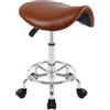 H-YEEU Sgabello da sella regolabile in altezza con 5 ruote, ergonomico, in pelle | Sgabello ergonomico con ruote, regolabile in altezza (56-66 cm), girevole a 360°, robusta pelle PU, ideale per salone e