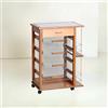 MASLEGNO Carrello Cucina Vesuvio Legno Massello 15 Mattonelle e Portabottiglie nATURALE (ROVERE)