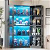 MSFE Vetrina Espositiva in Vetro con LED, Vetrinetta Espositiva Angolare con Sensore, Porta in Vetros e 8 Ripiani, Moderni Espositore Plexiglass Vetrina Espositiva per Collezionismo Soggiorno,165x100x60cm