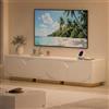 HFASD Mobile TV 175 cm di lunghezza, mobile Tele bianco con 4 porte e presa USB | Mobile TV, mobile moderno per TV fino a 80 pollici, design curvo minimalista, panca TV per soggiorno o camera da letto