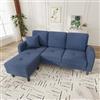Cayipng Divano angolare con chaise longue intercambiabili,divano 2-3 posti con 1 cuscino,tasche laterali,Divano imbottito,Gambe per sedie in plastica,design modulare,Velluto a coste,Blu(166x118x77 cm)