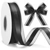 G2PLUS Nastro in Organza Nero: 25mm x 50yarde | Nastro per Confezioni Regalo, Matrimoni, Decorazioni, Artigianato, Feste e Imballaggi