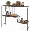 COSTWAY Tavolo Consolle, Tavolo d'Ingresso a 2 Ripiani con Struttura in Metallo, Tavolino Lungo e Stretto per Soggiorno, Ingresso, Corridoio e Ufficio, 100 x 28 x 79,5 cm