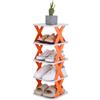 sourcing map Scarpiera verticale in plastica a 5 ripiani, arancione/bianco | Scarpiera impilabile organizer pieghevole salvaspazio con fessura stretta per armadio, soggiorno, ingresso garage