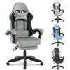 bigzzia Sedia Gaming, Sedia da Gaming in Velluto, Sedia Ufficio (Grigio) | Tocco piacevole sulla pelle, Reclinazione 90°‑135°, Poggiatesta e Supporto Lombare, Alta Qualità per Casa, Stanza e Ufficio